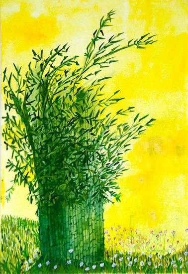In the Bamboo land, painting by Shubhra Chaturvedi