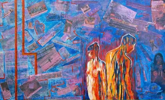 Love in Times of 24X7 news - II, painting by Shubhra Chaturvedi