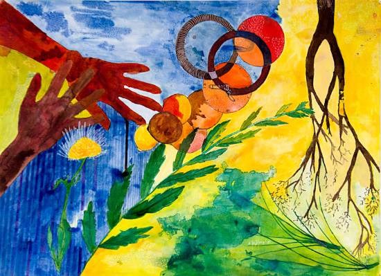 Beyond 8 am and 8 pm, painting by Shubhra Chaturvedi