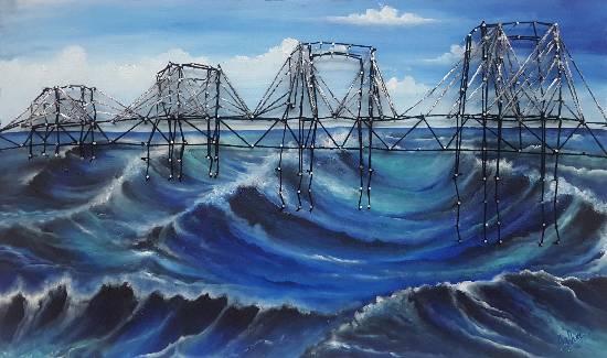 Stormy waves, painting by Isha Bhansali