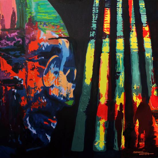 painting by Manhar Kapadia - Family