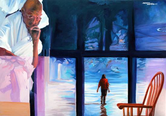 painting by Manhar Kapadia - Introspective