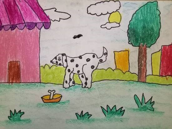 Dog, painting by Aarav Kanekar