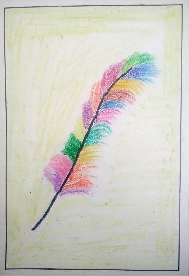 Painting  by Ananya Satish Pisharody - Multi coloured feather