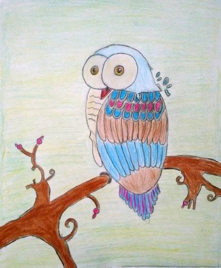 Owl, painting by Ananya Satish Pisharody