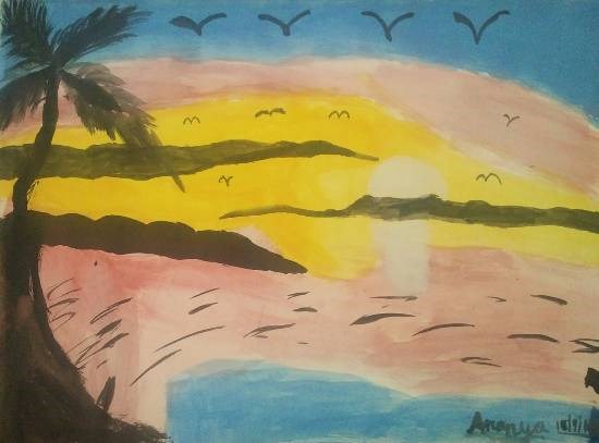 Sunrise, painting by Ananya Satish Pisharody
