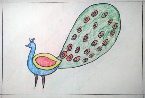 Peacock, painting by Ananya Satish Pisharody