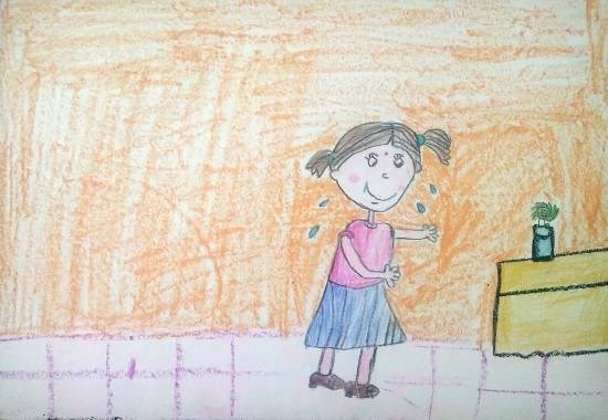 Minnu and the Germ, painting by Ananya Satish Pisharody