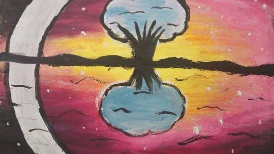 The reflected Tree, painting by Ananya Satish Pisharody