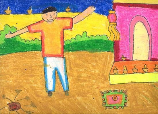 Diwali, painting by Antara Shivram Desai