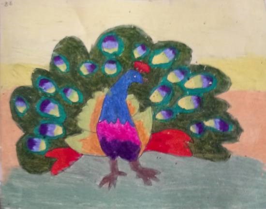 Peacock, painting by Antara Shivram Desai