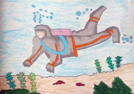 Underwater, painting by Antara Shivram Desai