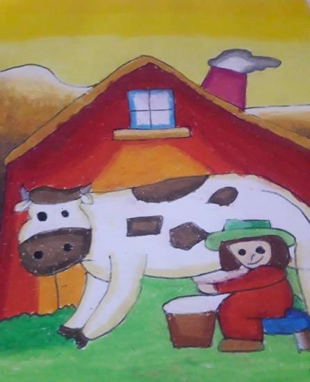 Cow, painting by Antara Shivram Desai
