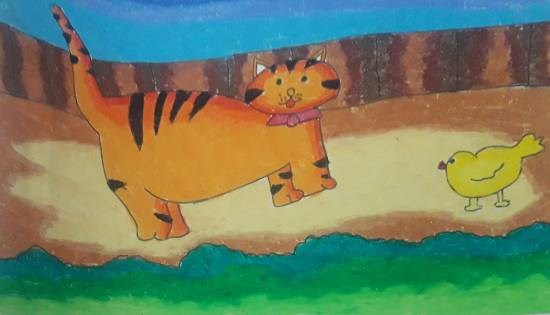 Cat, painting by Antara Shivram Desai