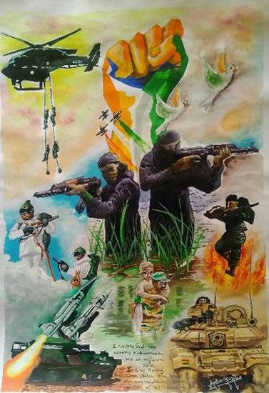 Indian Army, painting by Antariksha Sethiya