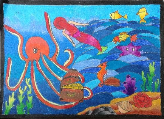 Under water world, painting by Anushka Sanjoy Sarkar