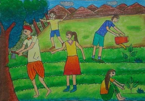Save Trees, painting by Anushka Sanjoy Sarkar