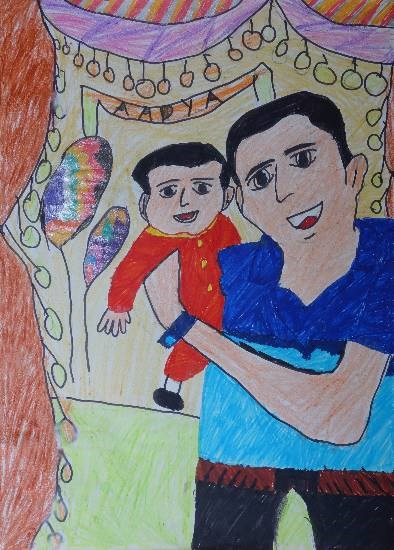 Father and Son, painting by Anushka Swapnil Parulekar