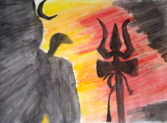 Painting  by Arpita Bhat - The Destroyer - Shiva