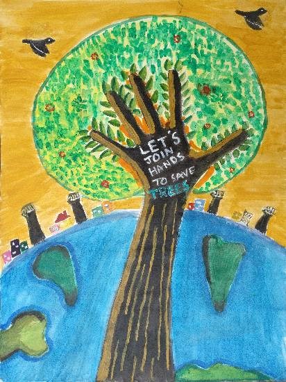 Lets join hands to Save Trees, painting by Arpita Bhat