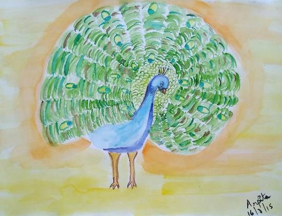 Dancing Peacock, painting by Arpita Bhat