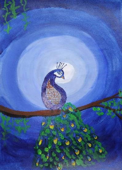 Lonely Peacock, painting by Arpita Bhat