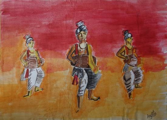 Folk Dancers, painting by Arpita Bhat