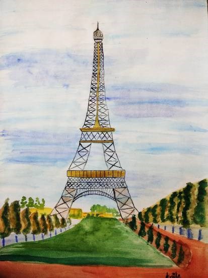 Eiffel Tower, painting by Arpita Bhat