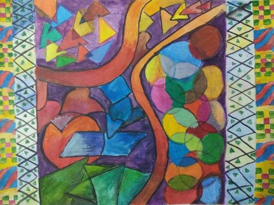 Abstract shapes, painting by Arpita Bhat