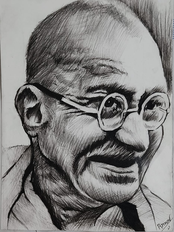 Dandi Gandhi Jayanti Mahatma Gandhi gandhi Easy India Pencil  coloring Book Drawings standing  Anyrgb