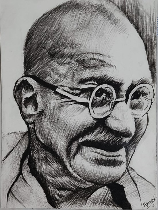 Gandhi ji, painting by Arnav Alok