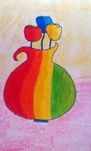 Flower pot, painting by Indraneel Naik