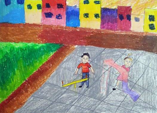Play in Park, painting by Indraneel Naik