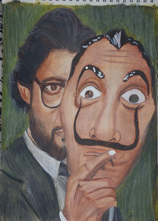 Professor, painting by Indraneel Naik