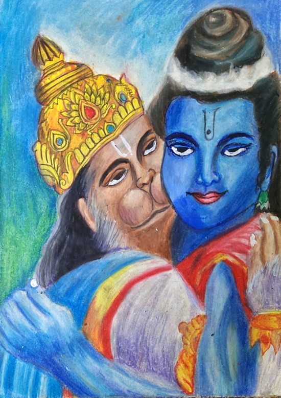 Shree Ram and Hanuman, painting by Indraneel Naik