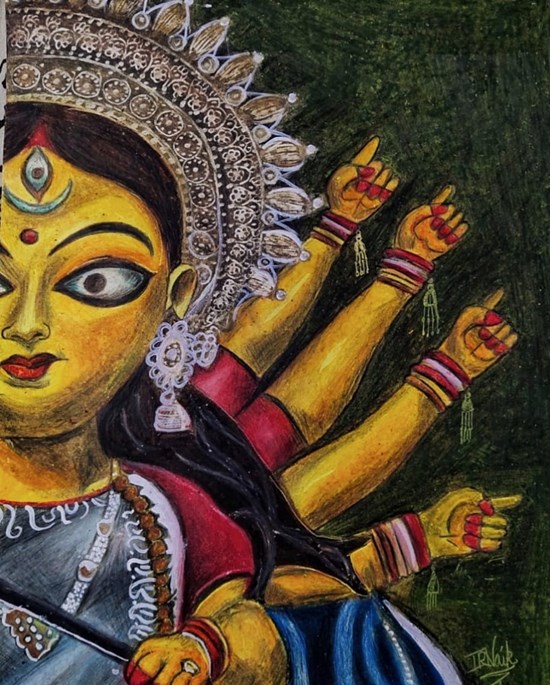 Maa Durga, painting by Indraneel Naik