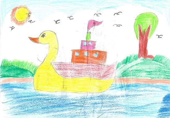 Duck 2, painting by Isha Bhattacharjee