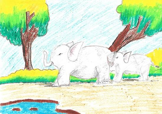 Wildlife, painting by Isha Bhattacharjee