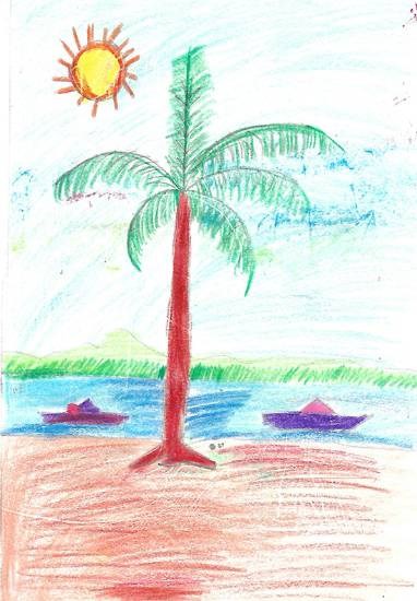 Palmtree, painting by Isha Bhattacharjee