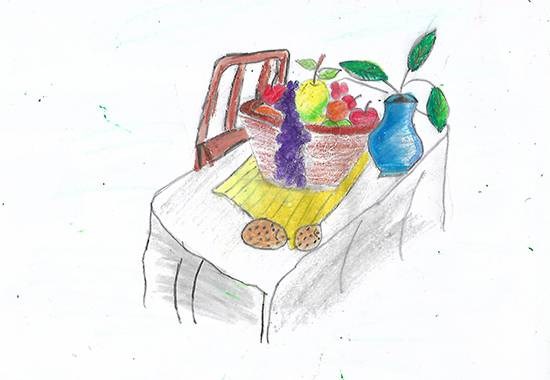 Dining table look, painting by Isha Bhattacharjee