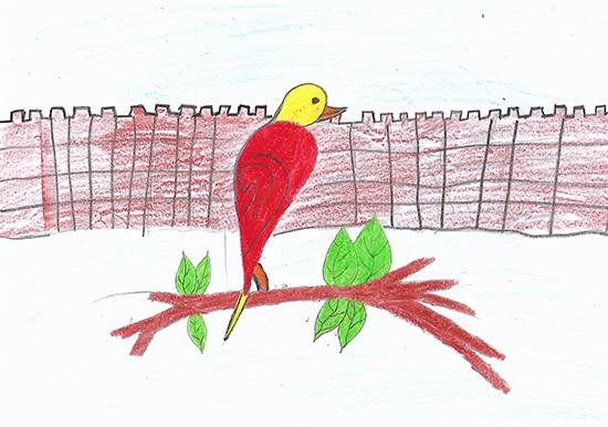 Lonely bird, painting by Isha Bhattacharjee