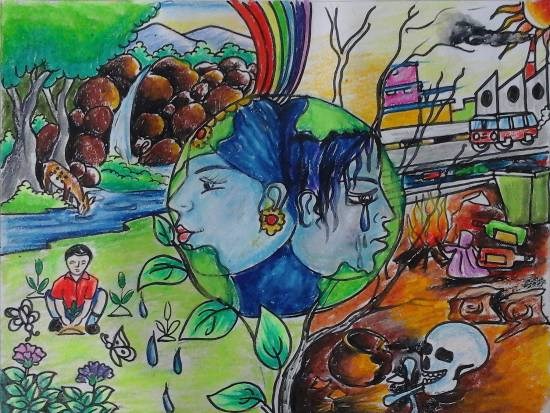 Save Trees, painting by Jeeban Purohit