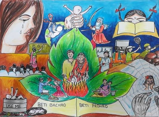 Beti Bachao Beti Padhao, painting by Jeeban Purohit