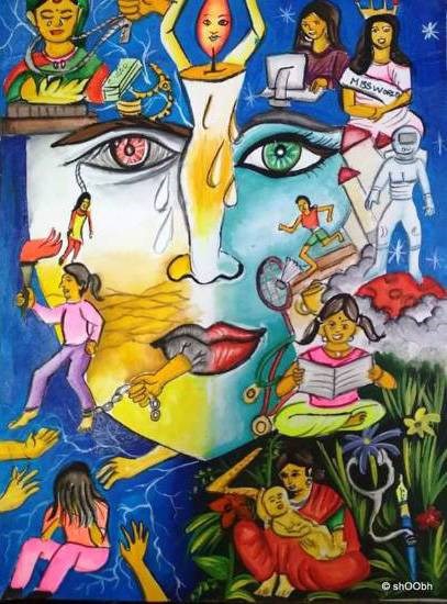 Save Girl, painting by Jeeban Purohit