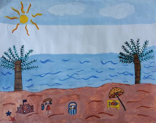 Painting  by  J S  Anshika - A day at beach