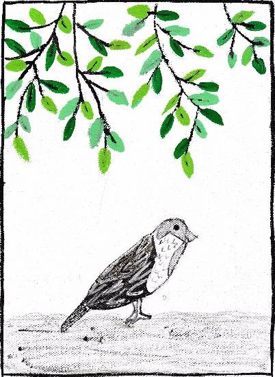 Sparrow, painting by J S Anshika