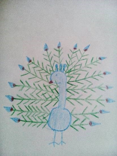 Peacock, painting by J S Anshika