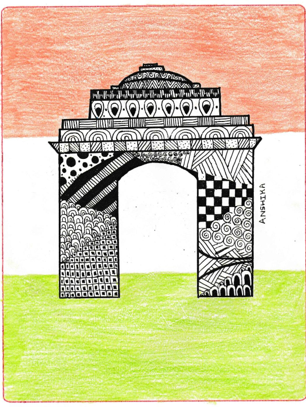 Premium Vector | Black and white illustration of a india gate