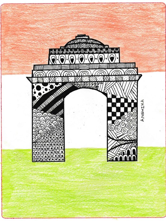 India Gate, painting by  J S  Anshika