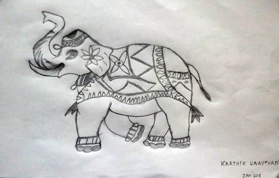 Elephant, painting by Karthik H Unnithan